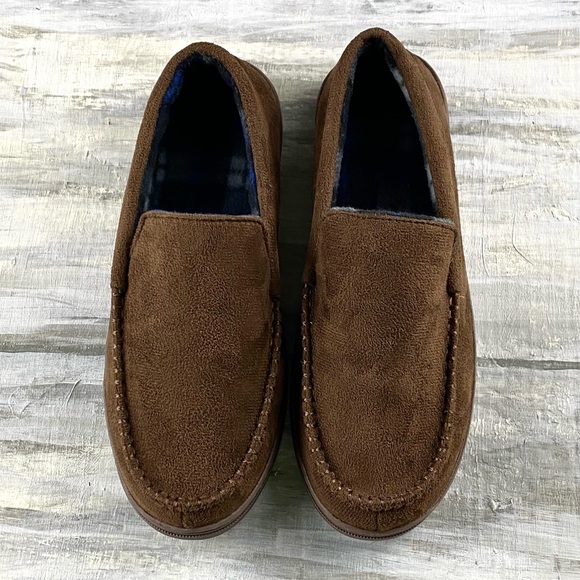 Men’s Moccasin Slipper House Shoe Indoor Outdoor Foam Hard Sole Cozy Loafer - Picture 14 of 16